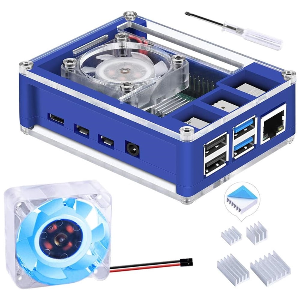 52Pi Case for Raspberry Pi 4, Pi 4 Case with Fan 40X40X10mm (Blue ...