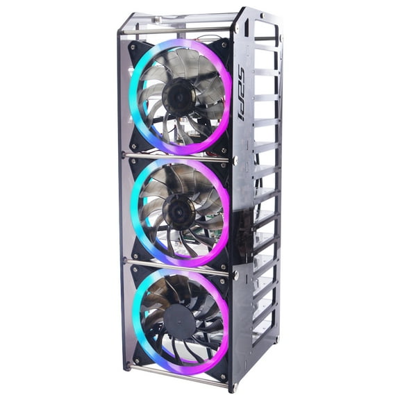 52Pi Cluster Case for Raspberry Pi, Pi Rack Case Stackable Case with Cooling Fan 120mm RGB LED 5V Fan for Raspberry Pi 4B/3B+/3B/2B/B+ and Jetson Nano (12-Layers)
