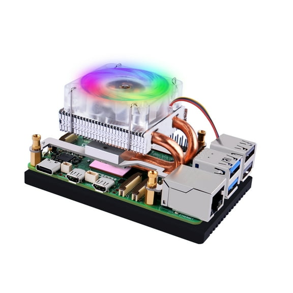 52Pi Low-Profile ICE Tower Raspberry Pi 5 Cooler, Raspberry Pi 5 Cooling Fan with Heatsink