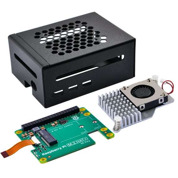 52Pi Metal Case for Raspberry Pi 5,with M.2 HAT+ and Raspberry Pi Active Cooler for Raspberry Pi 5