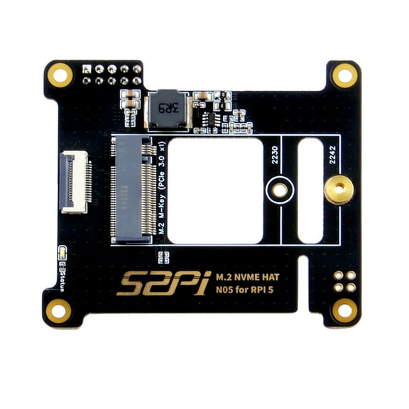 52Pi N05 M.2 NVME PCIe Peripheral Board for Raspberry Pi 5, Support M.2 NVME SSD 2230, 2242