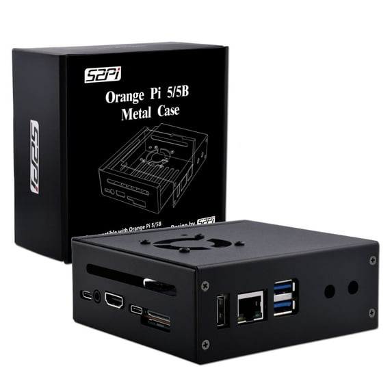 52Pi Orange Pi 5/5B Metal Protective Case Enlosure Iron Shell With Cooling Fan Heatsinks Expansion Slot For 2280 SSD