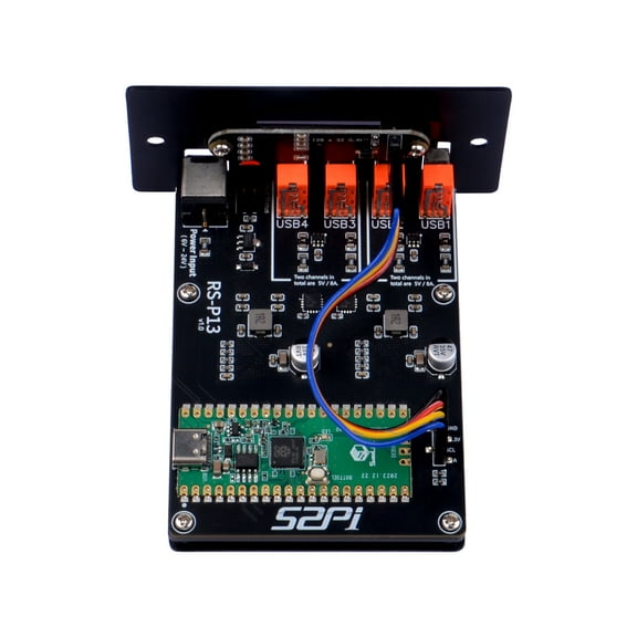 52Pi PowerHub 4 USB-Channel 5V Power Supply Module with a 0.91-inch OLED screen for Raspberry Pi Pico, Compatible with DeskPi Rackmate T0/T1 for 1U rack mounting