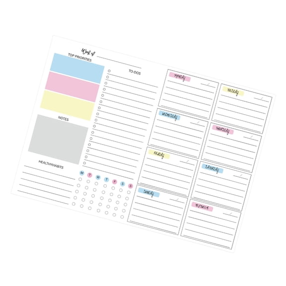 52Sheet Colorful Weekly Planner Tear Off Pages For Scheduling And Organization
