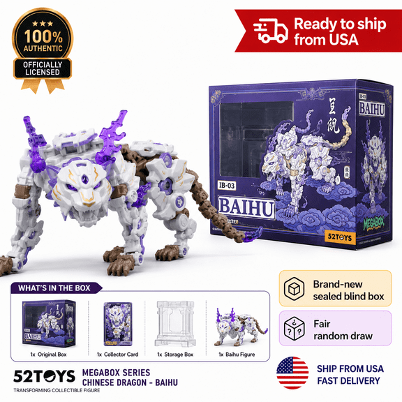 52TOYS INFINITYBOX IB-03 Baihu White Tiger Transforming Action Figure with Cube Mode, 1 Piece