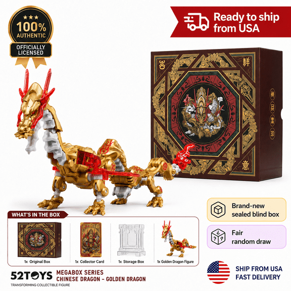 52TOYS INFINITYBOX IB-04 Chinese Golden Dragon Transforming Action Figure, 1 Piece