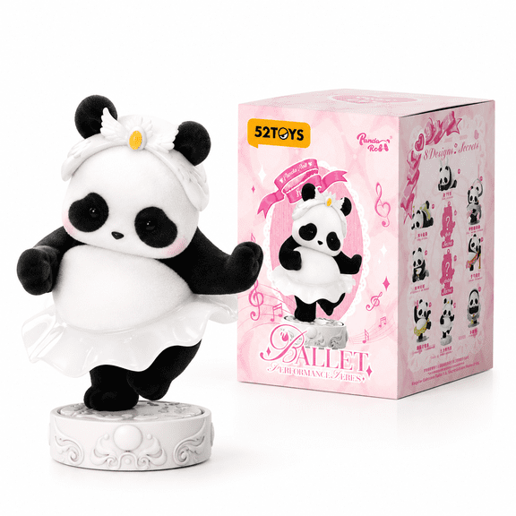 52TOYS Panda Roll Ballet Performance Blind Box, 1 Random Flocked Collectible Figure