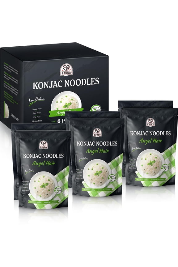 Konjac Shirataki Noodle, Angel Hair, Low Carb Pasta 52.8 Oz (1500 g), Keto and Paleo Friendly, Sugar Free, Vegan, Glute