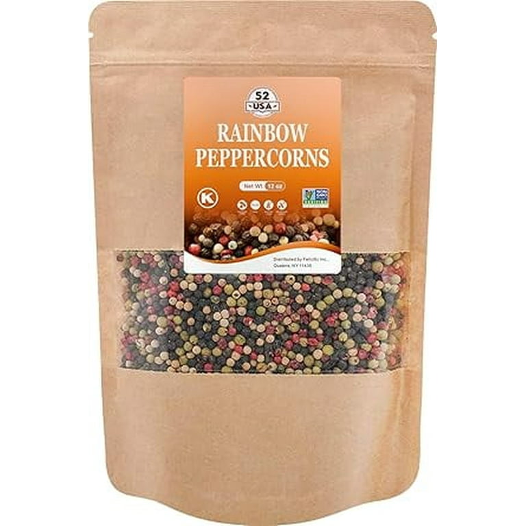 52USA Rainbow Pepper Mix 12oz, Whole Peppercorns for Grinder