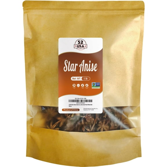 52USA Star Anise Seeds (Anis Estrella) 16OZ, Whole Chinese Star Anise Pods, Dried Anise Star Spice, Star Anise Seed Pods Whole Bulk