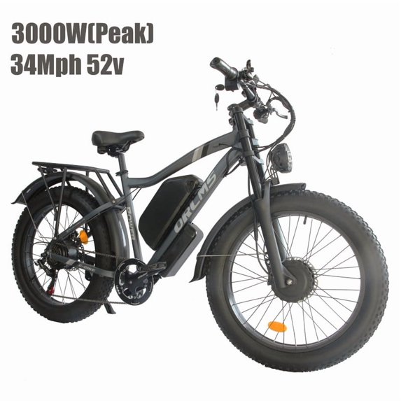 52V25Ah Battery,3000W(Peak) Motor 190NM Electric Bike SMLRO MX500 for Adults,24" Fat Tire All-Terrain Electric Bicycle for Adult, Max 37MPH Ebike,7-Speed UL2849