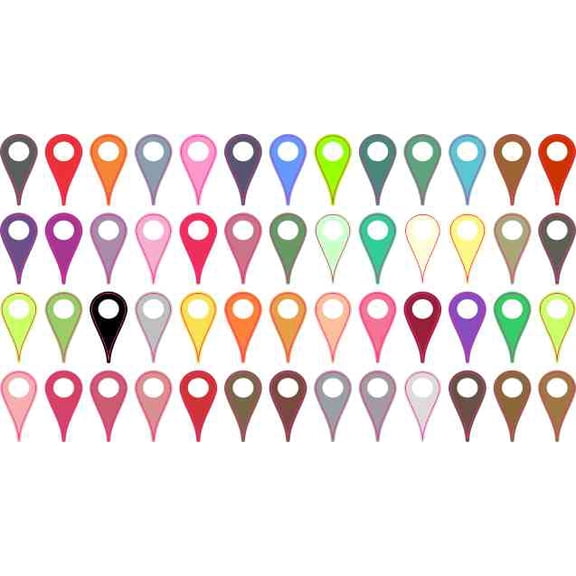 [52X] Assorted Colors Map Pointer Stickers Vinyl Point Marker Decal