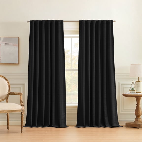 SUN+BLK 52" x 84" 2-Pack McQueen Total Blackout Curtain Set, Black