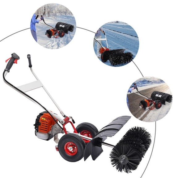 52cc 109*60*38cm Hand Push Snow Sweeper 1.82kw Gas Broom for Artificial Turf Combing Quartz Sand Filling Sweeping