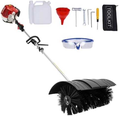 Turf Swee 52cc 2.3HP Gas Powered Handheld Sweeper Broom, 1-Cylinder 2-Stroke Gas ...