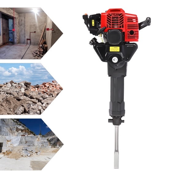 52cc 2Stroke Demolition Jack Hammer  1900W Gas Breaker with 2 Chisels, 1500bpm
