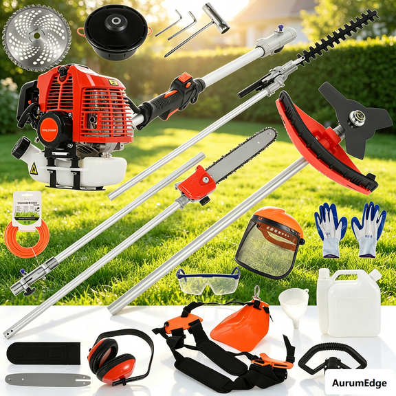 52cc 2-Stroke Gas Brush Cutter|Gas Powered Weed Wacker, 52CC 2- Stroke Weed Eater, Hedge Trimmer,String Trimmer, Pole Saw, for Garden Lawn Yard Care
