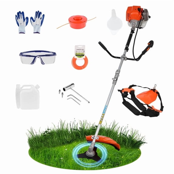 52cc 2-Stroke Gas Weed Wacker with 1.2L Fuel Tank, 2.2KW/8500RPM Weed Eater with Multi Accessories and Sharp Blade, Grass Trimmer for Villa, Garden, Community, Lawn, Park