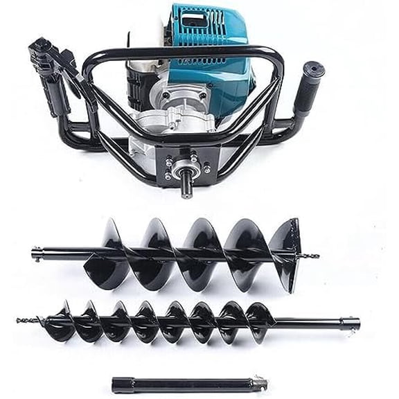 52cc 2-Stroke Post Hole Digger, Ground Drilling Machine Kit with Auger Drill Bits, Earth Auger Digging Machine, Gas Powered Post Hole Digger Set, Garden Excavator (DZ52C)$$Garden &