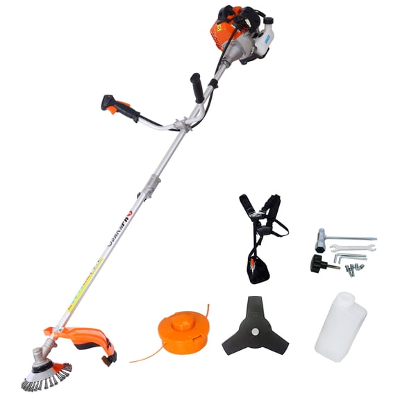 52cc 3-in-1 Gas Powered Weed Wacker, Multi-Function String Trimmer with 8" Head & 10" Metal Blade, Shoulder Strap & Rubber Handle, EPA Compliant