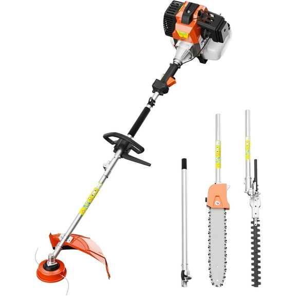 52cc 6-in-1 Gas Powered Weed Eater with Hedge Trimmer & Pole Saw - Multi-Attachment Brush Cutter,2-Stroke Lightweight Trimming Machine for Yard Maintenance