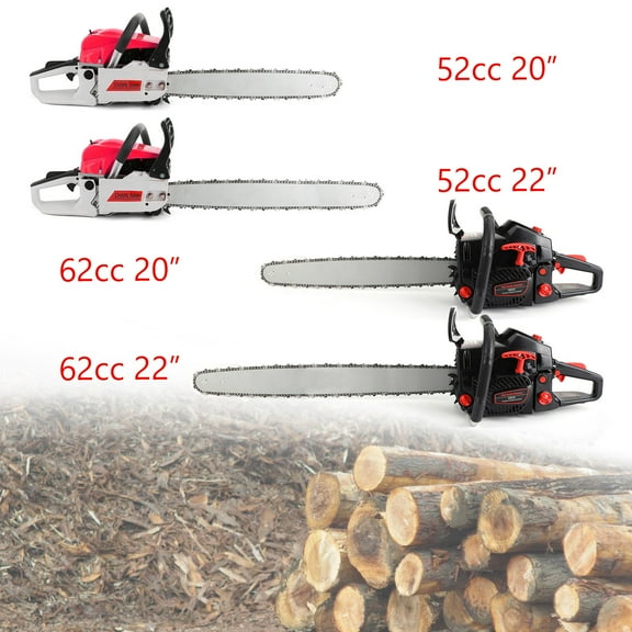 52cc/62cc Chainsaw 20"/22" Bar Powered Engine 2 Cycle Gasoline Chain Saw