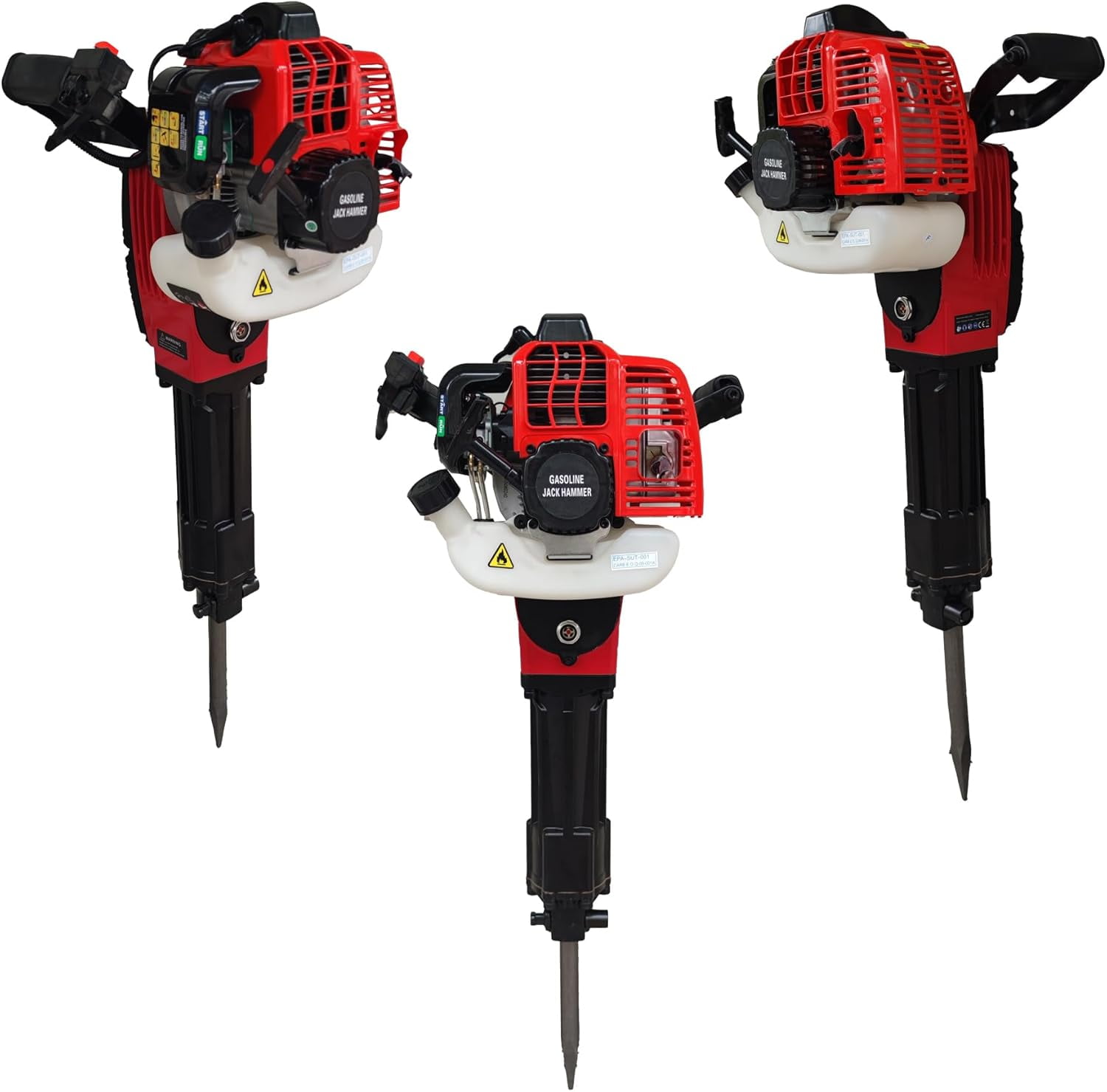 52cc Gas Jack Hammer, 2 Stroke Gasoline Powered Demolition Jack Hammer Petrol Concrete Breaker Punch Impact Drill with Point and Flat Chisel for Construction Metalworking Projects