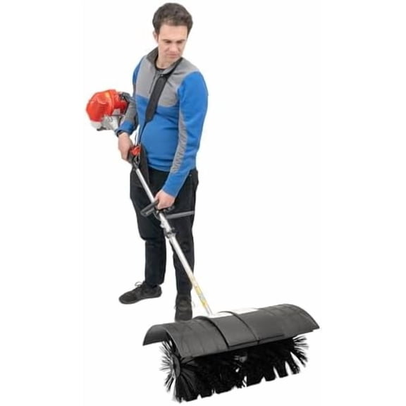 52cc Gas Power Broom,2.3HP 2-Stroke Handheld Lawns Sweeper, Adjustable Speed Walk Behind Sweeper 6500-8500RPM, Heavy-Duty Outdoor Cleaning for Driveways, Lawns, Leaves, Snow, and Debris