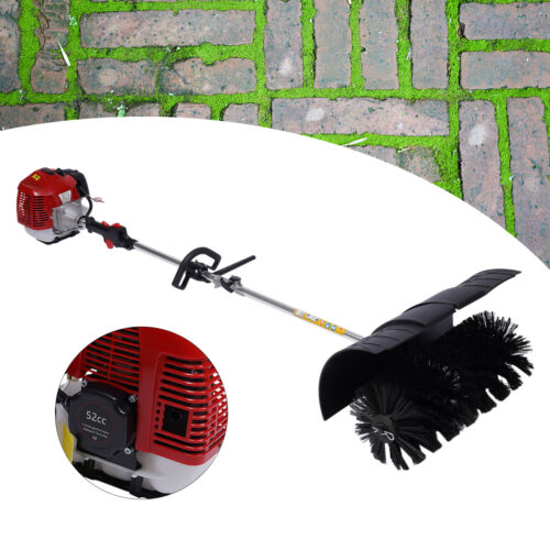 52cc Gas Power Hand Held Sweeper Broom Driveway Artificial Grass Clean W/ Blower