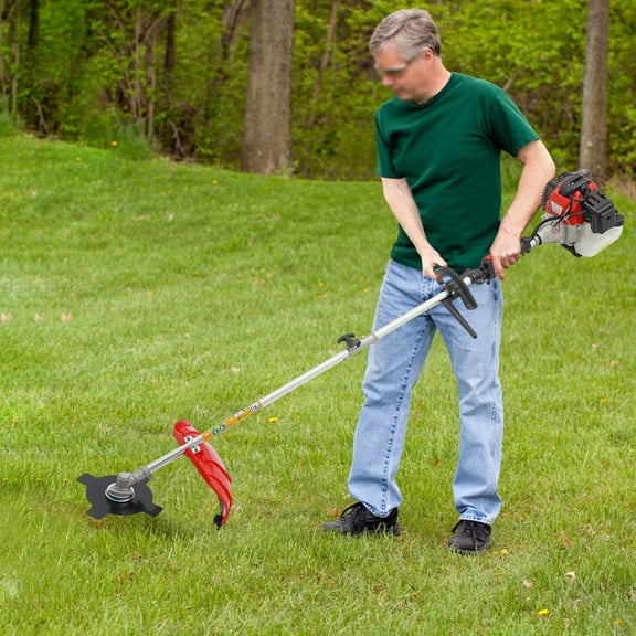 52cc Gas-Powered Brush Cutter with 7 Attachments, Shoulder Strap, Goggles, and Quick Start for Lawn and Garden Maintenance