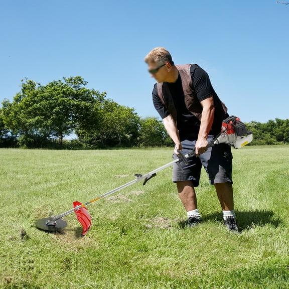 52cc Gas-Powered Brush Cutter with 7 Attachments, Shoulder Strap, Goggles, and Quick Start for Lawn and Garden Maintenance