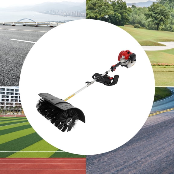 52cc Gas Powered Power Broom Sweeper, 20.47" Wide Nylon Rotary Brush, 2.3HP 8500RPM 2-Stroke Pull Start, Handheld Driveway & Sidewalk Sweeper for Leaves, Dirt, Artificial Turf, Light Snow