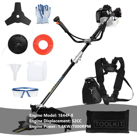 52cc Gas Powered Weed Eater, 2-in-1 Gas Weed Wacker Garden Tool, Powerful Engine Weed Trimmer Lawn Mower, Gas Powered Hedge Trimmer