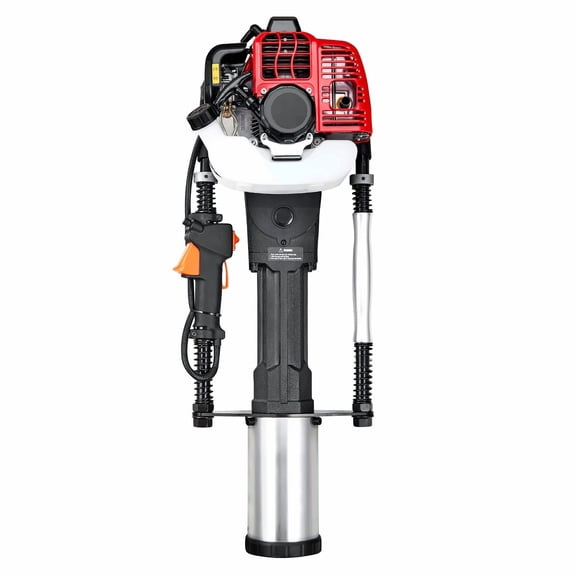 52cc Post Driver - Gas Powered T Post Pounder, 2-Stroke Piling Driver with 3 Heads (49/69/100mm) for Farm Fencing, Ranch, Road Construction