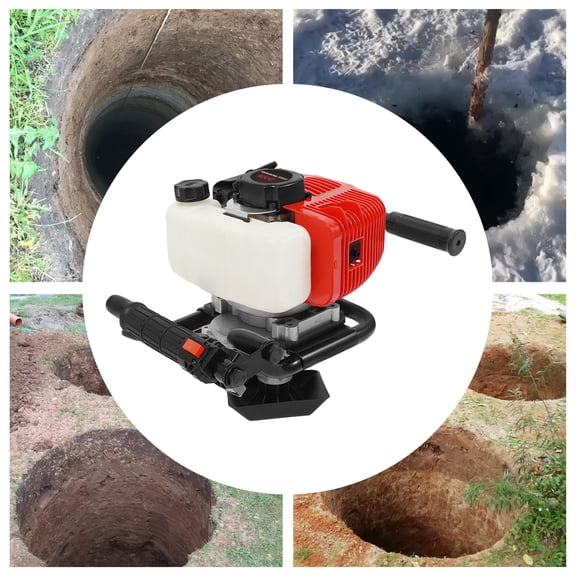 52cc Post Hole Digger with 2-Stroke Gasoline Engine, 1.8kW Power, Anti-Slip Handle & Fuel Tank, Easy Start, Ideal for Fencing & Landscaping