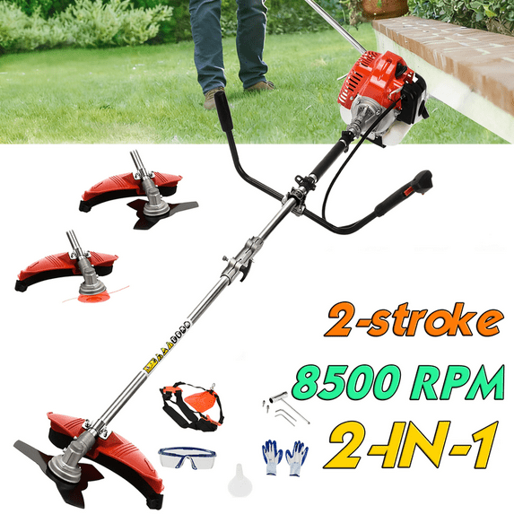 52cc Weed Wacker Gas Powe, 3 in 1 String Trimmer/Edger with Brush Cutter,Rubber Handle & Shoulder Strap Included, Gas Weed Wacker, String Trimmer/Edger with Brush Cutter for Grass Cutting Lawn