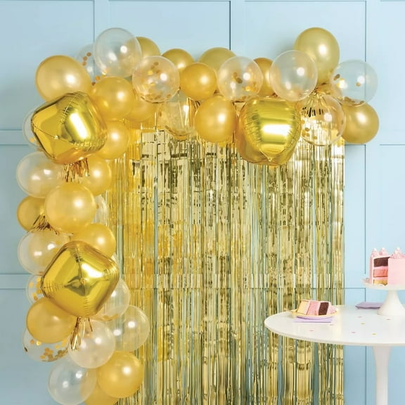 52ct Large Balloons Arch with Backdrop Gold/Black - Spritz