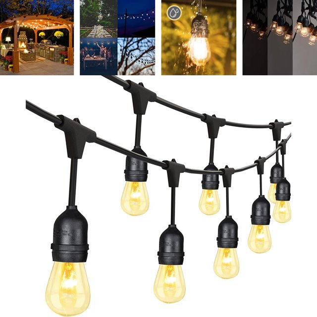 52ft Outdoor String Lights, SUPERDANNY Waterproof Edison String