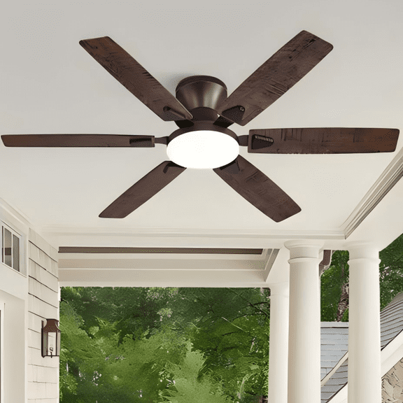 Lokivas 52in Ceiling Fan with Light, Modern Ceiling Fans with Remote Control and Reversible 6 Speed Reversible for Bedroom, Living Room, Bronze