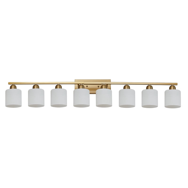 52inch Gold Bathroom Light Fixtures, Modern Bathroom Vanity Light with Milky White Glass Shade, Gold Wall Lamp Sconces for Mirror Bedroom, Living Room Hallway(Bulbs Not Included)