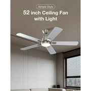 Warmiplanet 52” Satin Nickel Integrated LED Ceiling Fan with Light Kit and Remote Control