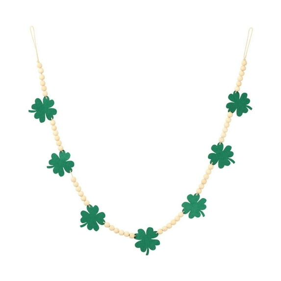 52inch St. Patrick's Day Wooden Beads Garland, St. Patrick's Day Themed Beaded Tiered Tray Decor, Rustic Farmhouse Banner for March Celebration, Shelf Display, Fireplace, Wall Decor