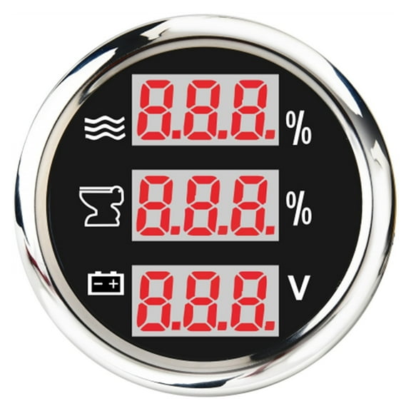 52mm 3 in 1 For Water Temp Meter Voltage Oil Pressure Gauge For Car Boat Marine Yachts Digital Gauges Auto Accessories