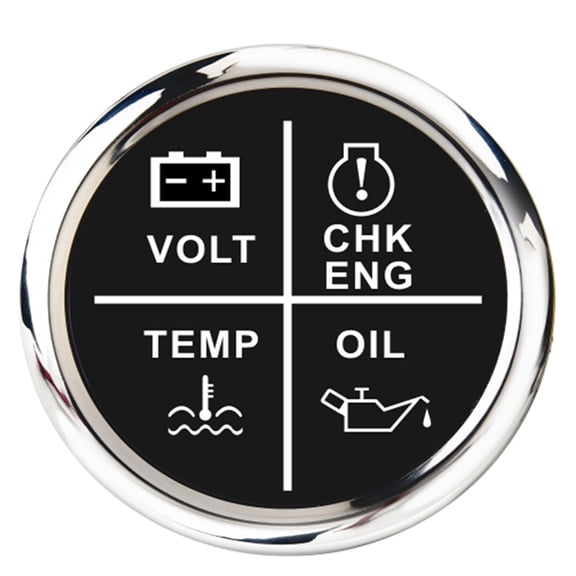 52mm 4 In 1 LED Alarm Gauge Meter Volt Oil Press Water Temp Check Engine Indicator For Car Marine Boat 12V 24V Accessories ,Easy to Install