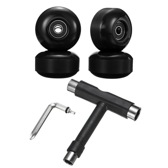 52mm 95A Skateboard Wheels with Black Bearing Street Wheels with Skate Tool, Black, 4 Pack
