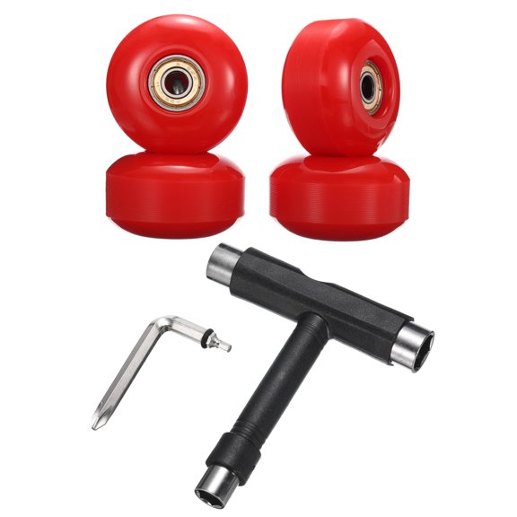 52mm 95A Skateboard Wheels with Silver Bearing Street Wheels with Skate Tool, Red, 4 Pack