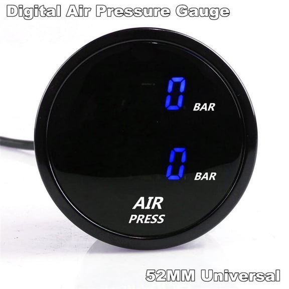 52mm Blue Air Pressure Gauge 12V 1/8NPT 2pc electrical pressure sensors 0~20Bar