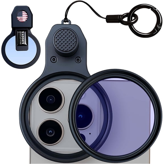 52mm CPL Polarizing Filter Clip-on Lens Kit for iPhone 17, 16, 15, 13, 12, Samsung and Android Phones, with Lens Cap, Filter Case, Cleaning Cloth