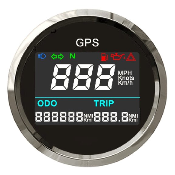 52mm Car Boat Digital GPS Speedometer Tripmeter KM MPH Knots Odometer Adjustable GPS Blind Area Odometer Compensation 12/24V ,Easy to Install