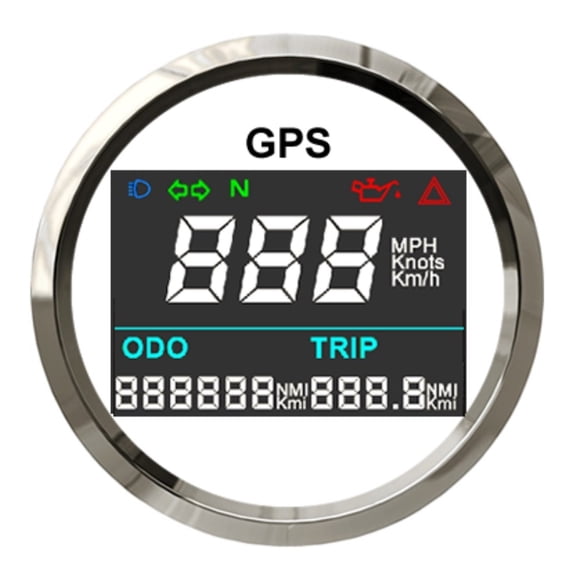 52mm Car Boat Digital GPS Speedometer Tripmeter KM MPH Knots Odometer Adjustable GPS Blind Area Odometer Compensation 12/24V